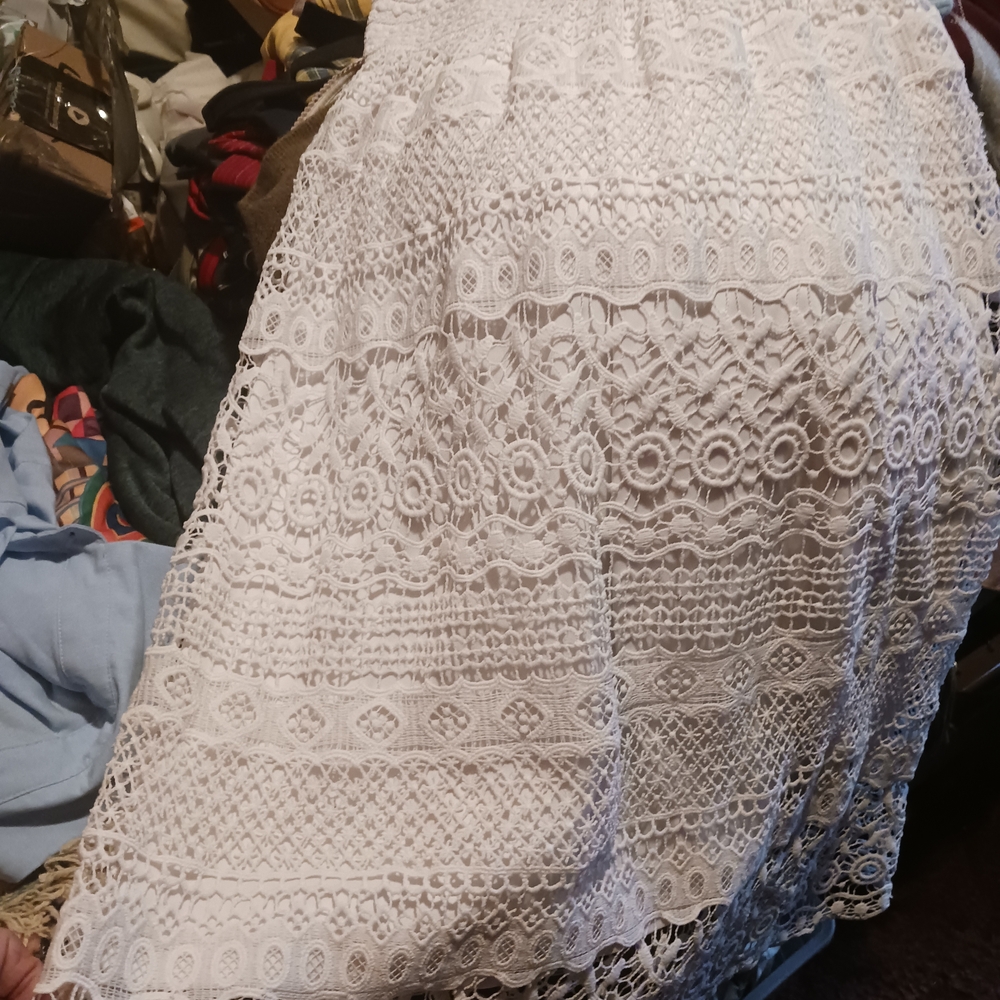 Justice White Lace Midi Skirt